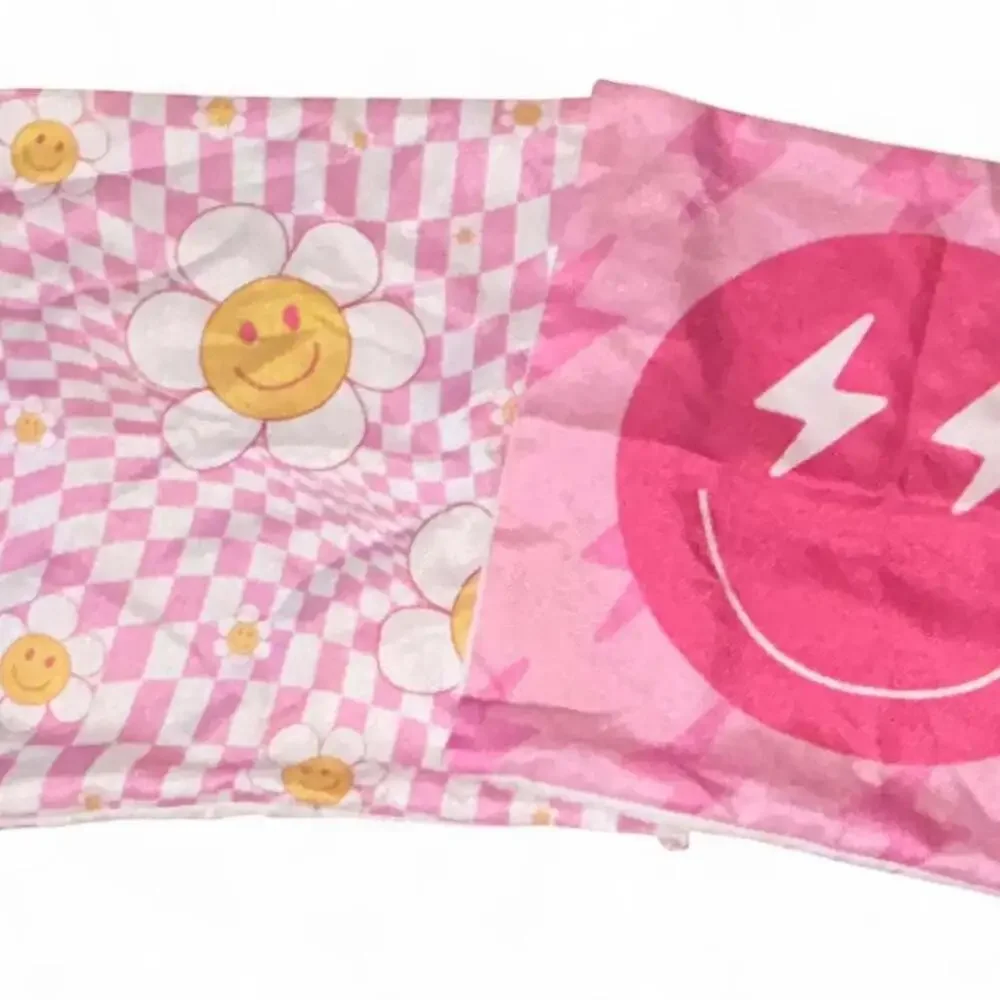 6 Pcs Pink and White Preppy Smiley Aesthetic Throw Pillow Covers